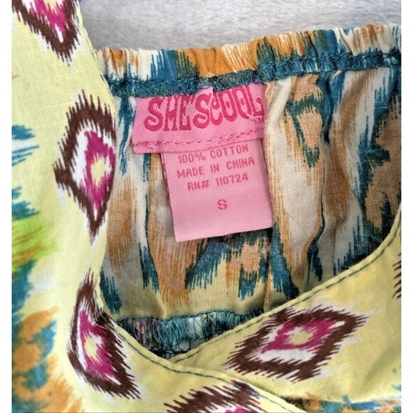 She's Cool Turquoise Maxi Sundress Shirring Under Bust Boho Print Women's Size 8 - Picture 7 of 7